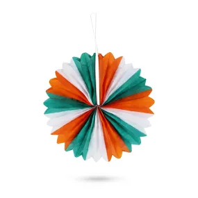 Hanging Paper Fan Decor - 10 x 10 Inches | Tricolour Fan Wall Decoration/Wall Hanging Decor/Republic Day Decor