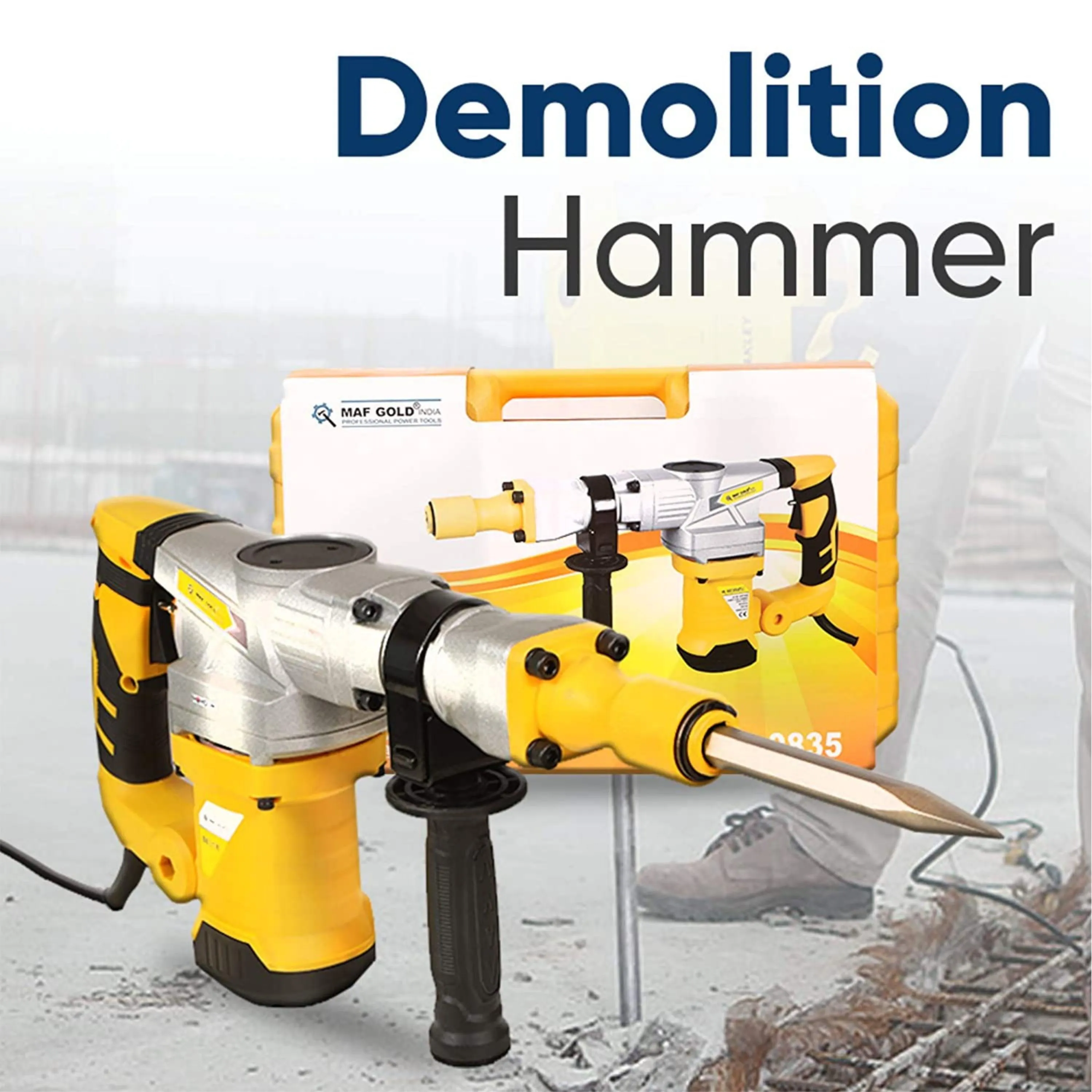 Homdum 5kg demolition hammer machine heavy duty MAF metal body with chisel powerful concrete breaker 1500w