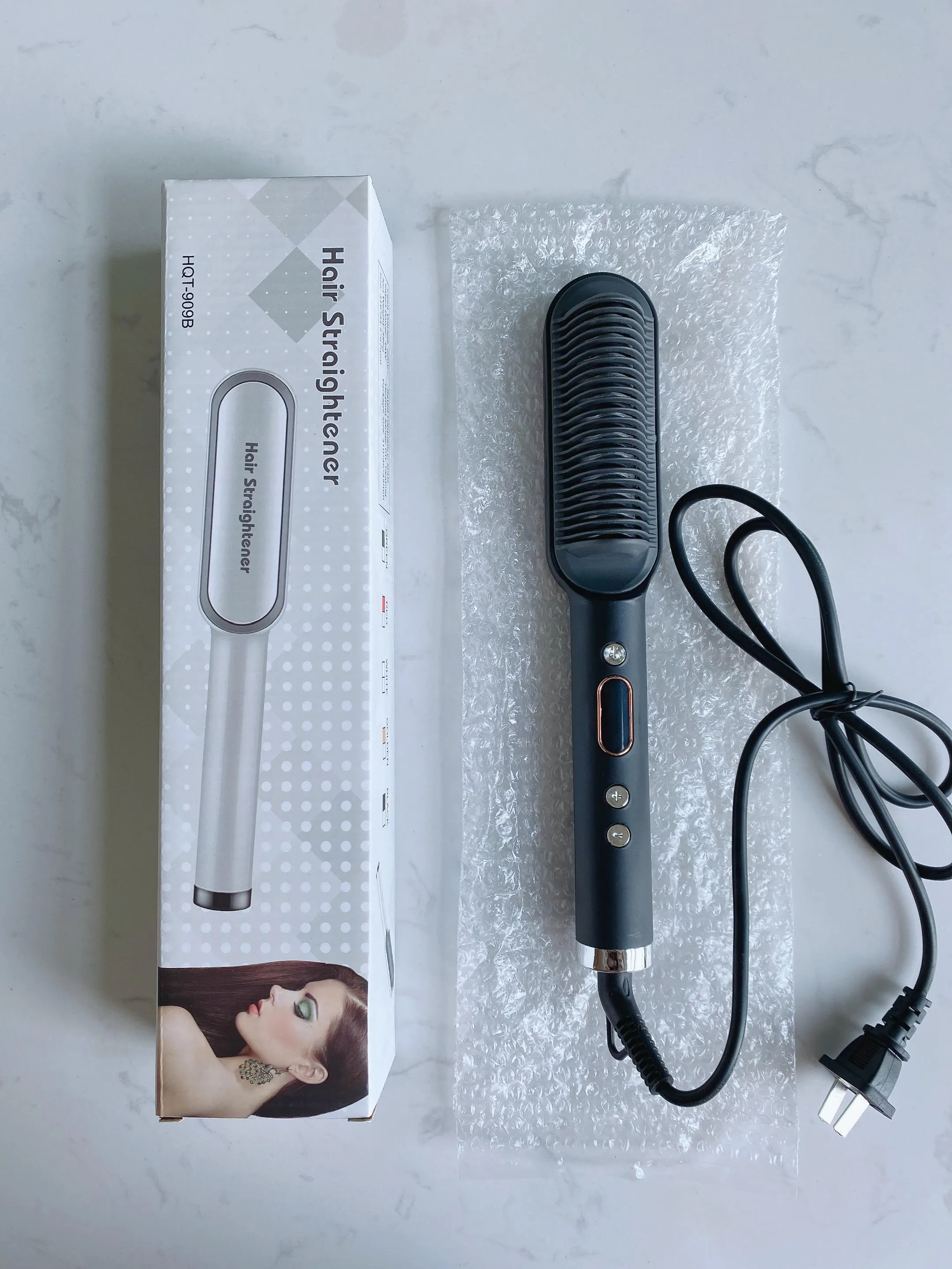 Home Use Professional Electric Flat Iron LCD Display Fast Ceramic Multi-function Hair Straightening Brush Hot Air Brush Hair Straightener Comb with LED