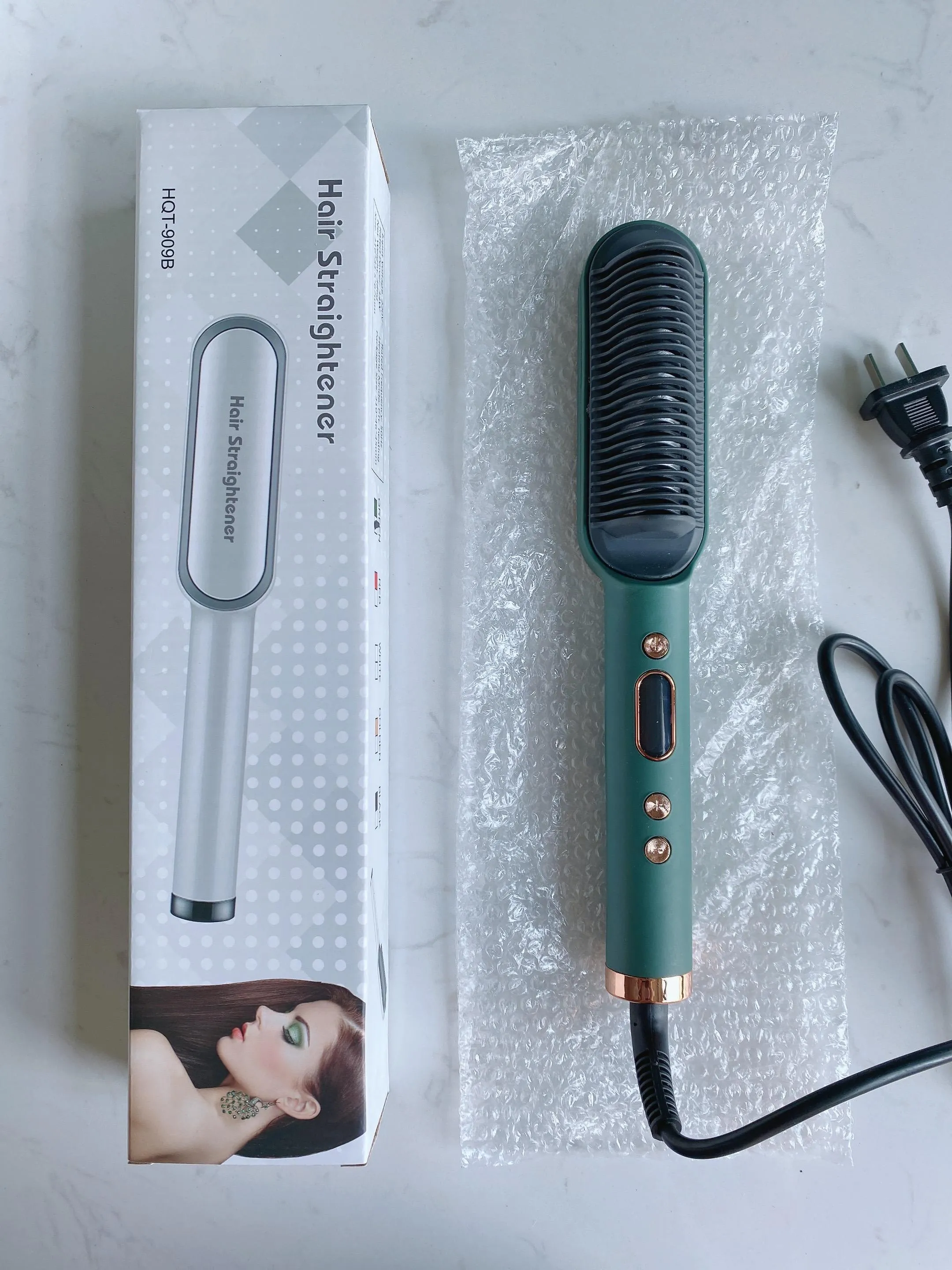 Home Use Professional Electric Flat Iron LCD Display Fast Ceramic Multi-function Hair Straightening Brush Hot Air Brush Hair Straightener Comb with LED