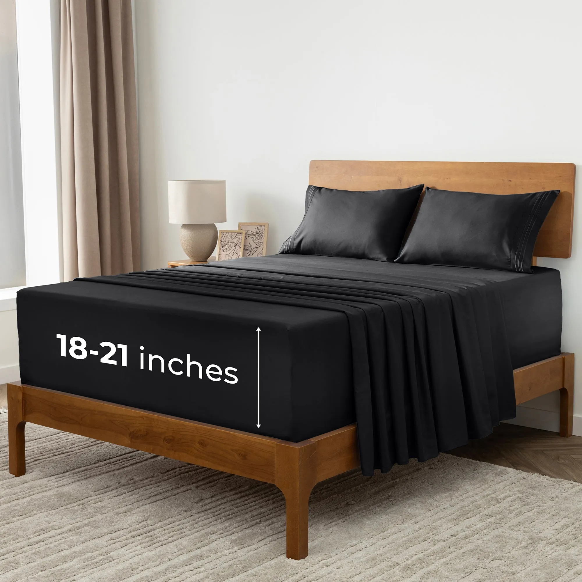 Iconic 4-Piece Extra-Deep Microfiber Sheet Set (Dark Colors)