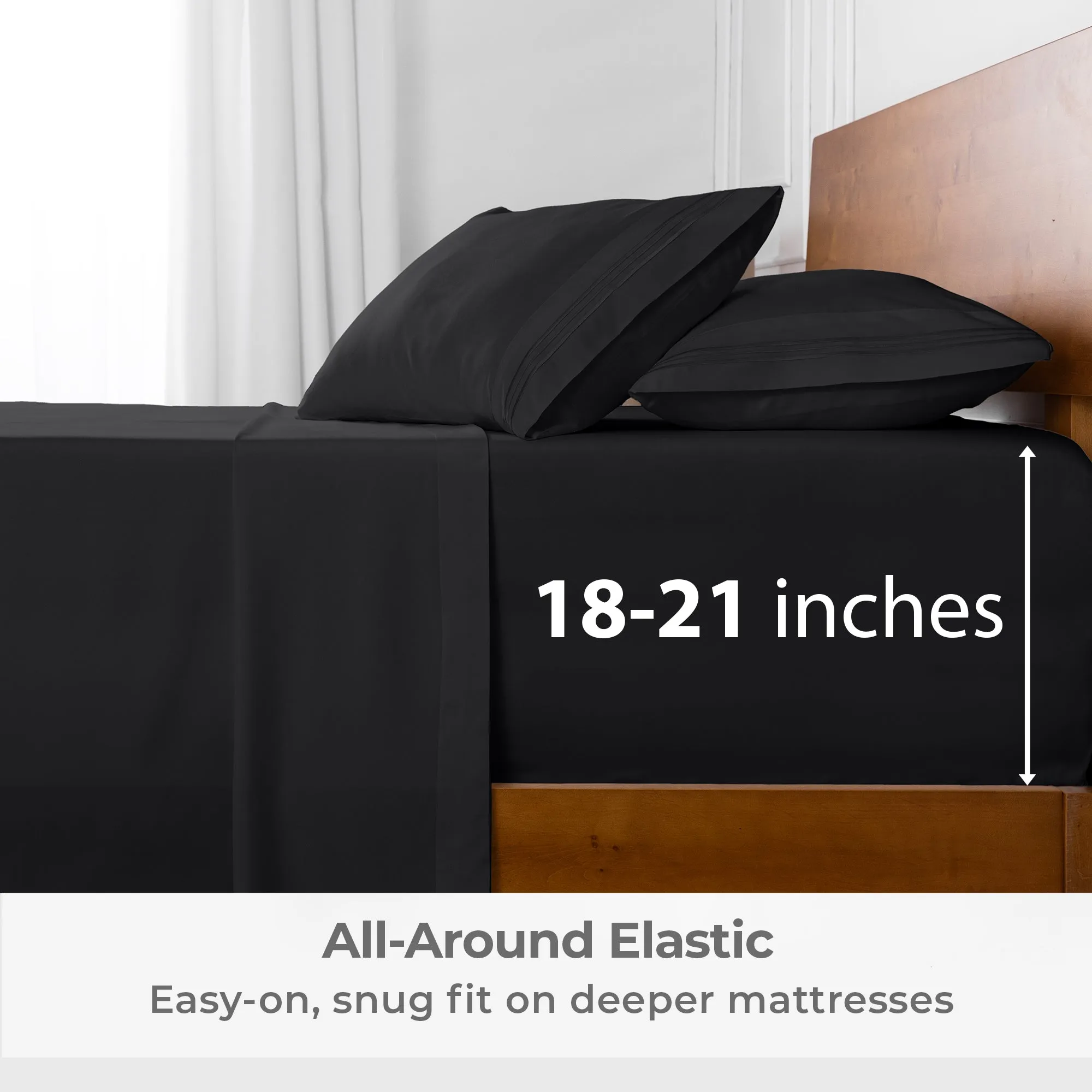 Iconic 4-Piece Extra-Deep Microfiber Sheet Set (Dark Colors)