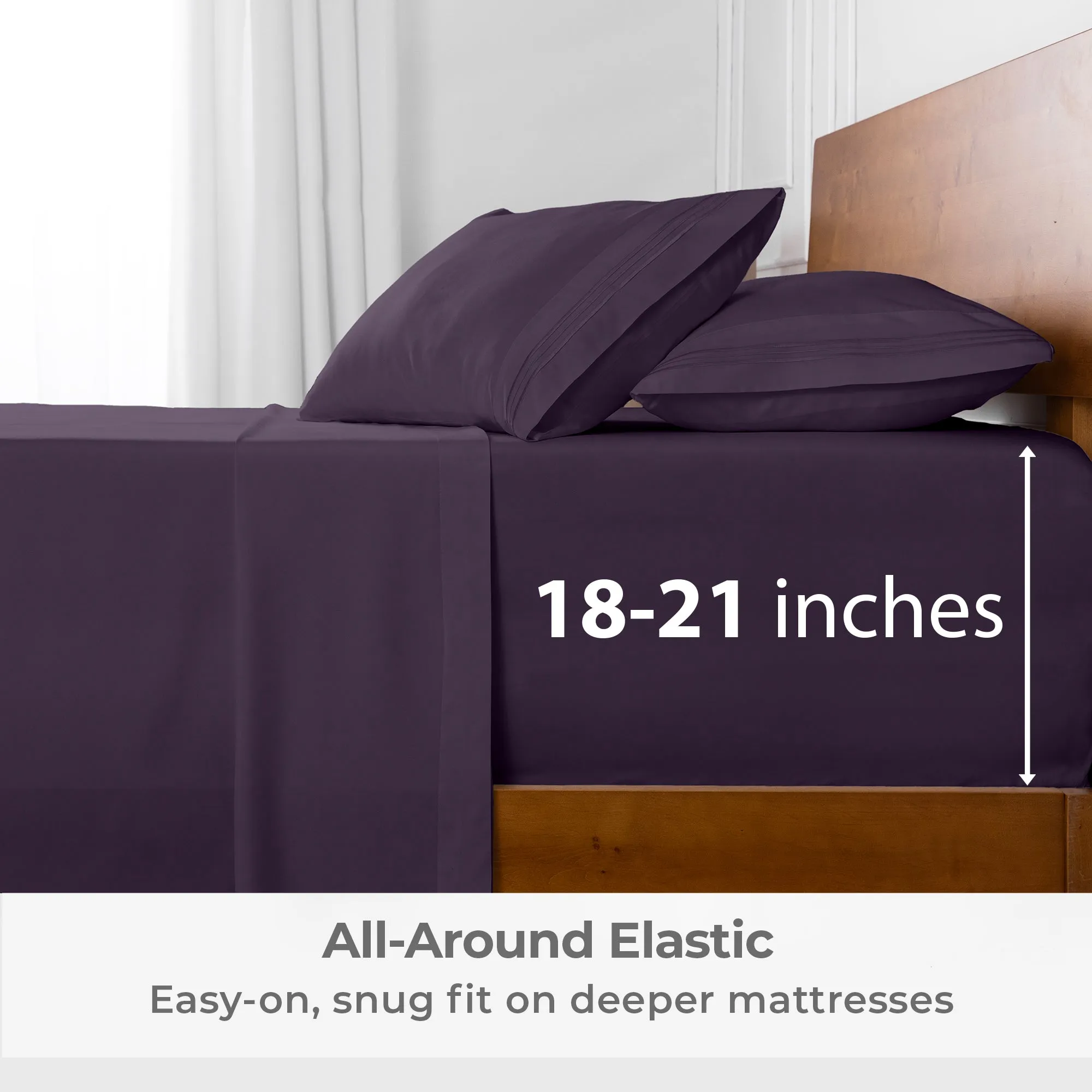 Iconic 4-Piece Extra-Deep Microfiber Sheet Set (Dark Colors)