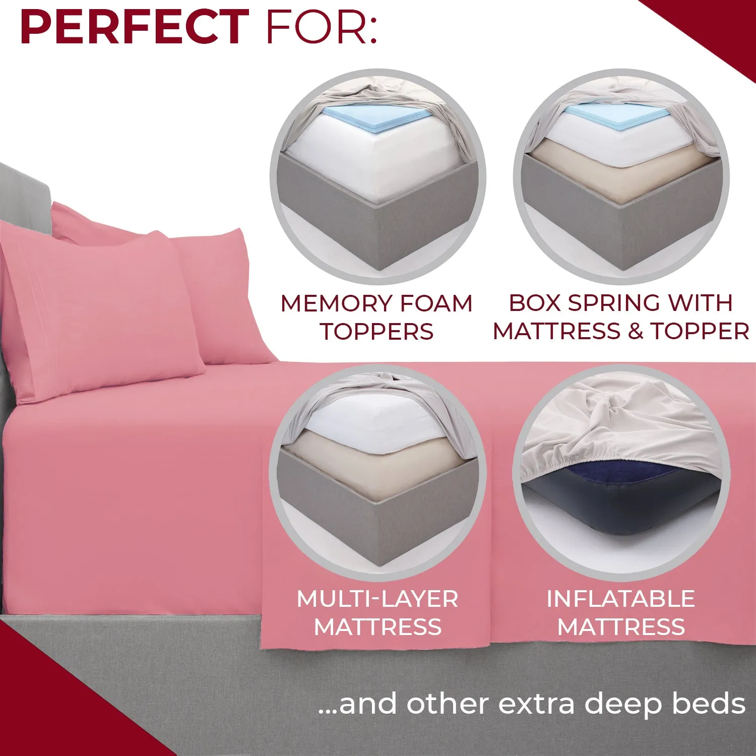 Iconic 4-Piece Extra-Deep Microfiber Sheet Set (Dark Colors)