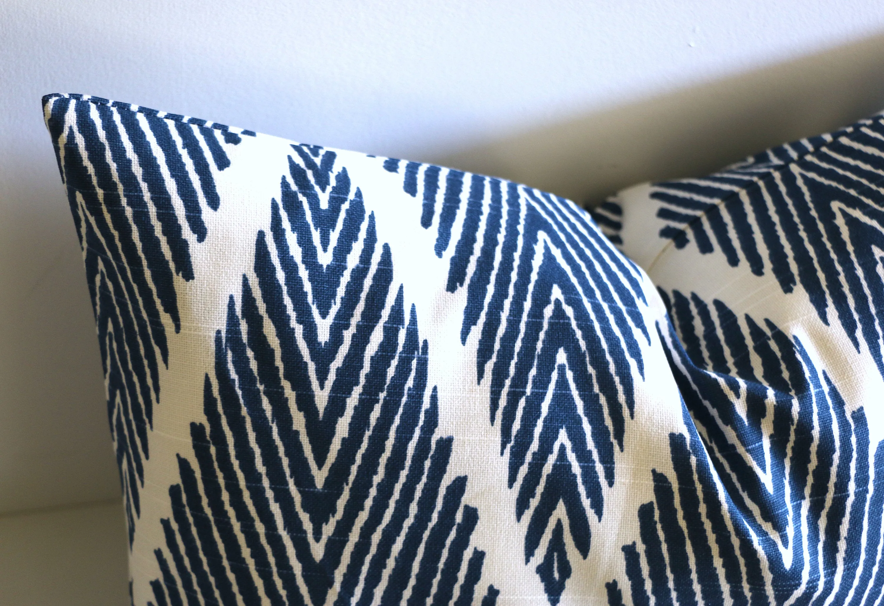 Indigo Blue Ikat Chevron Decorative Pillow Cover / 18x18, 20x20, 22x22 / Euro sham or Lumbar pillow / Navy Blue Throw Pillow Cover