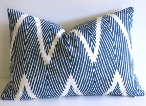 Indigo Blue Ikat Chevron Decorative Pillow Cover / 18x18, 20x20, 22x22 / Euro sham or Lumbar pillow / Navy Blue Throw Pillow Cover