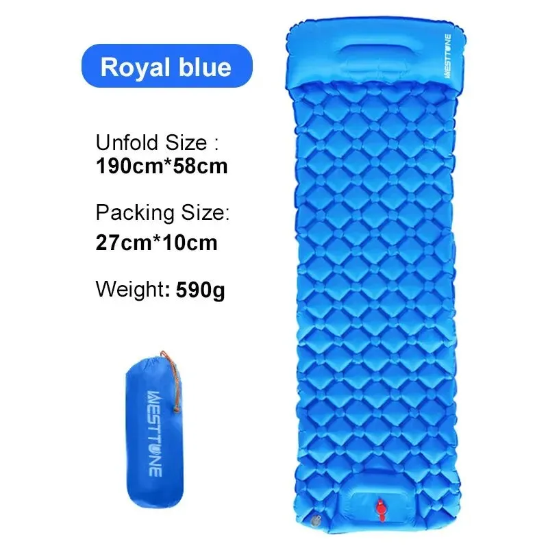 Inflatable Ultralight Outdoor Sleeping Pad with Built-in Pump