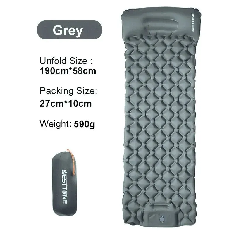 Inflatable Ultralight Outdoor Sleeping Pad with Built-in Pump