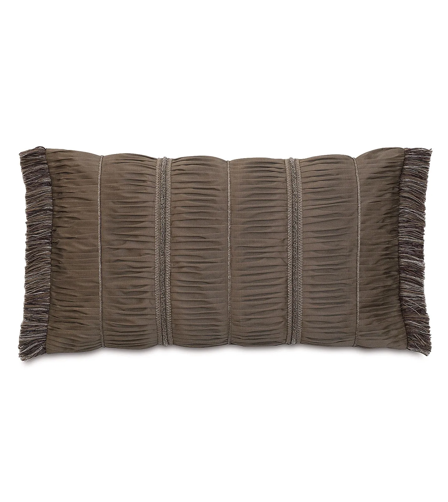 Isadora Taupe Ruched Throw Pillow Cover 15x26