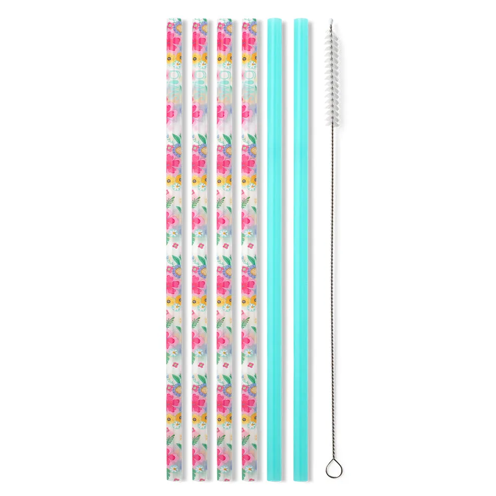 Island Bloom   Mint Reusable Straw Set