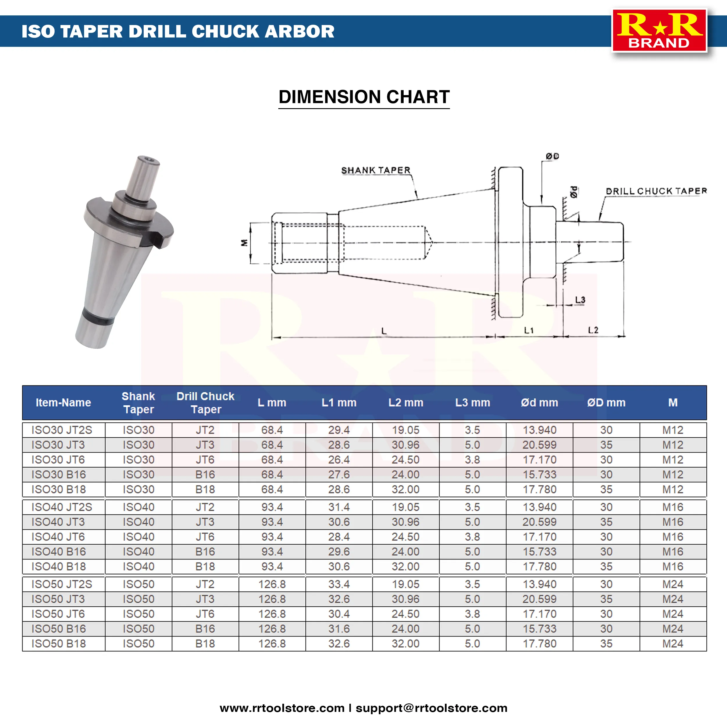 ISO40 Taper | Drill Chuck Arbor