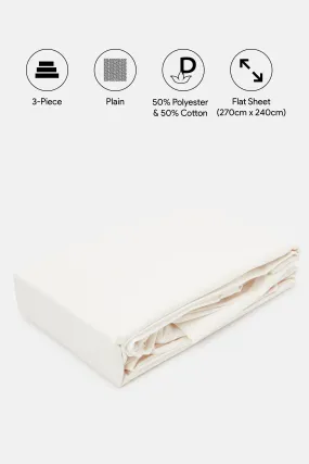 Ivory Plain Flat Sheet Set (Double Size)