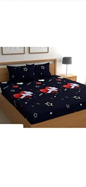 K.A. Home Furnishing 160 Tc Double Bedsheet for Double Bed - Polycotton Printed Flatsheet for Bedroom - Queen Size Double Bed Sheet with 2 Pillow Covers (90 X 90 Inch, Multi_17)