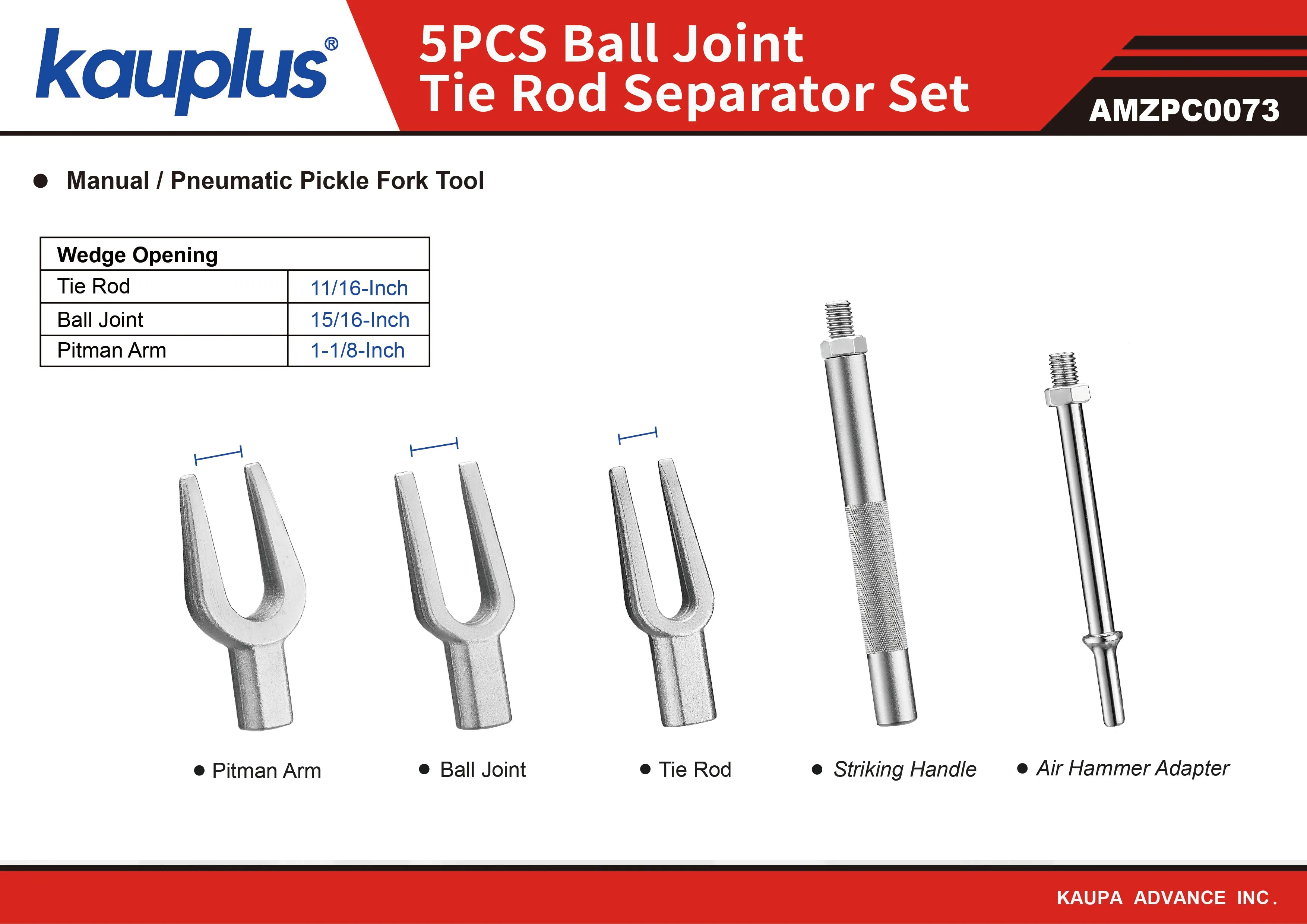 Kauplus Pneumatic Tie Rod/Ball Joint Separator Kit - 3 sizes