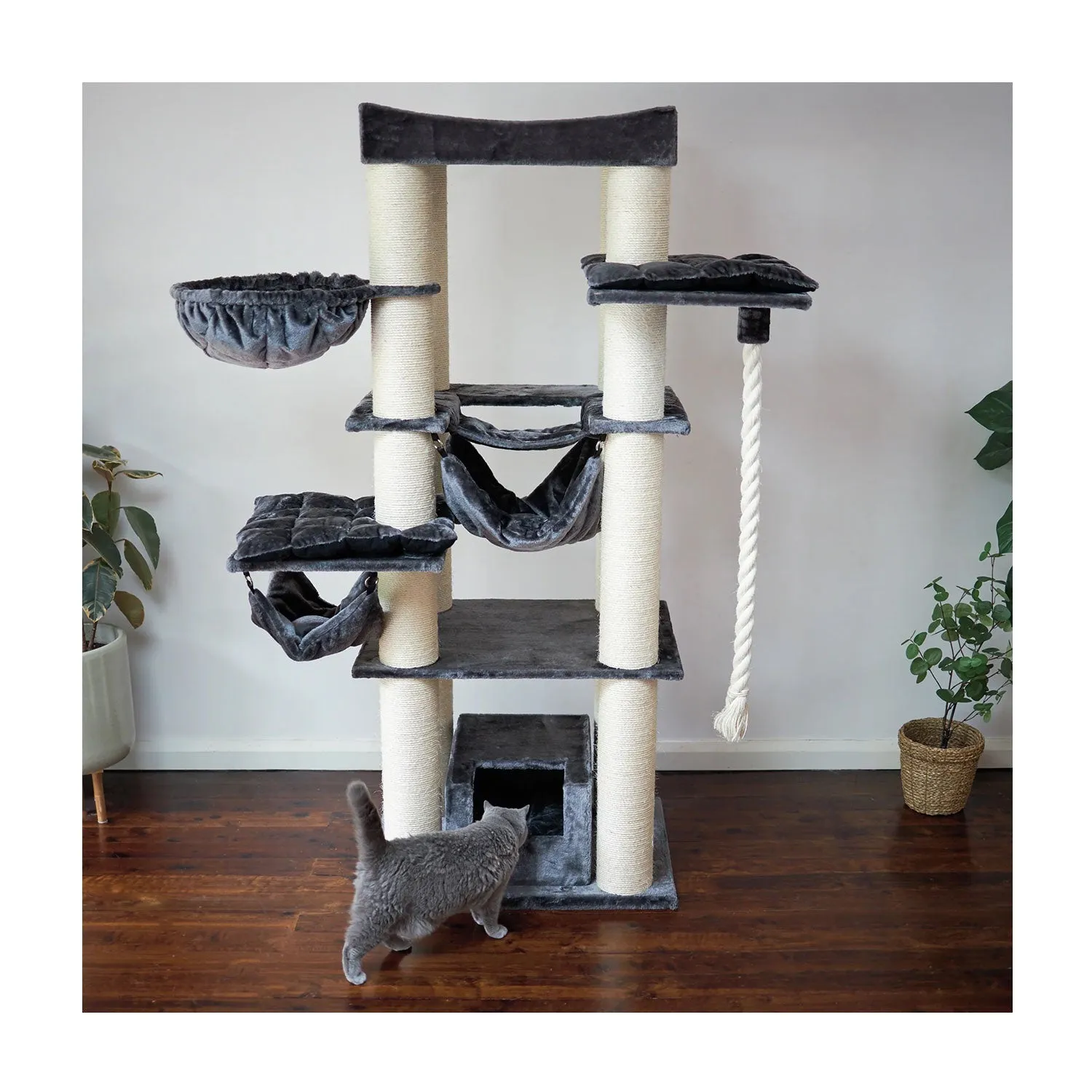 Kazoo Scratch and Sleep Cat Scratch Furniture Cream and Charcoal