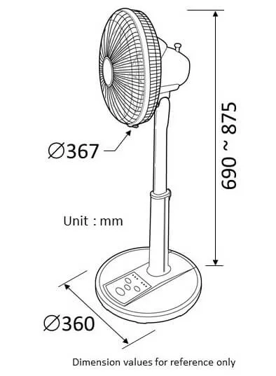 KDK PL30H White/Black/Blue Living Stand Fan 12" 30cm