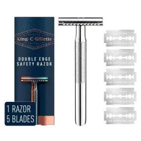 King C. Gillette Men's Double Edge Safety Razor   5 Refill Blades