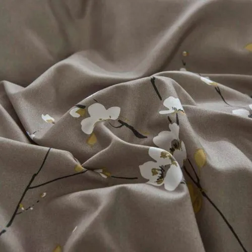 King Size 6 pieces, duvet cover set, plum blossom branch flower design.