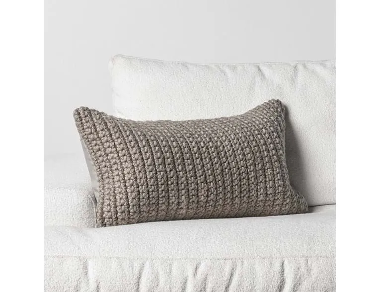 Knitted Natural Indoor/Outdoor Lumbar Pillow