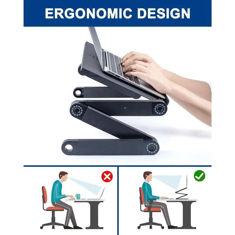 LappyLite Adjustable Ergonomic Portable Aluminum Laptop Desk (Mouse Pad Included)