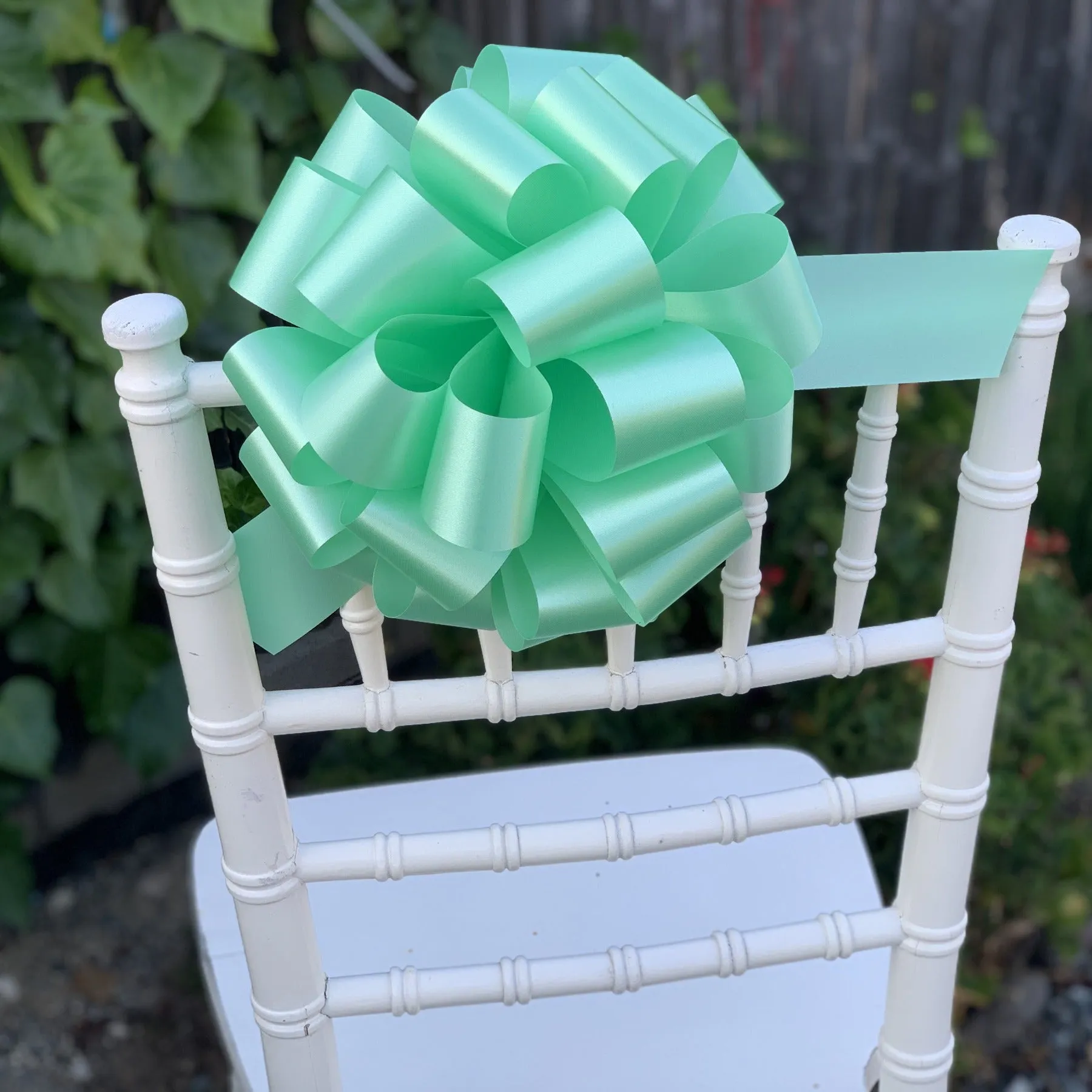 Large Mint Green Ribbon Pull Bows - 9" Wide, Set of 6