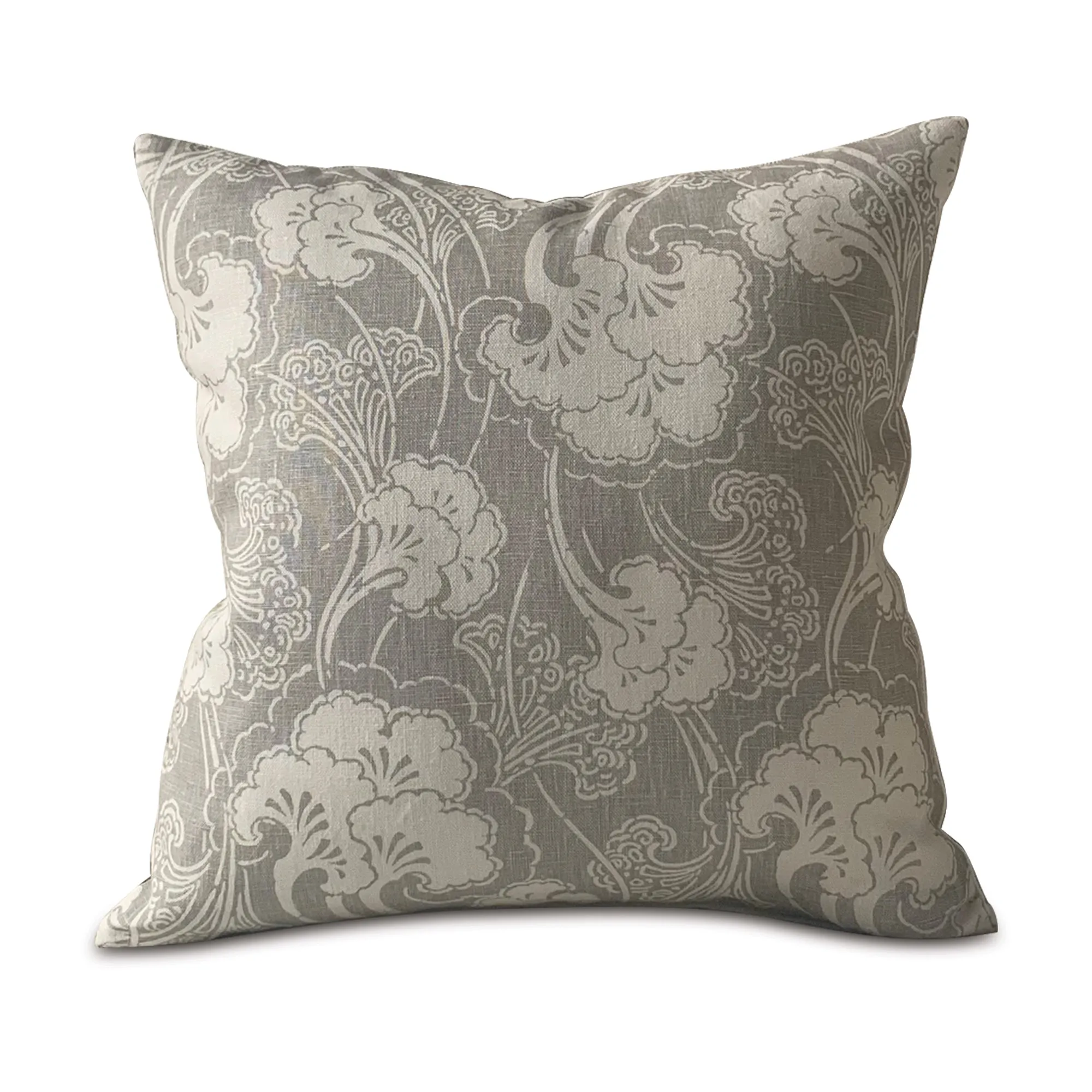 Light Gray Floral Botanical Throw Pillow Cover 17x17