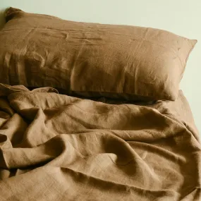 Linen Flat Bedsheet | Tobacco Brown