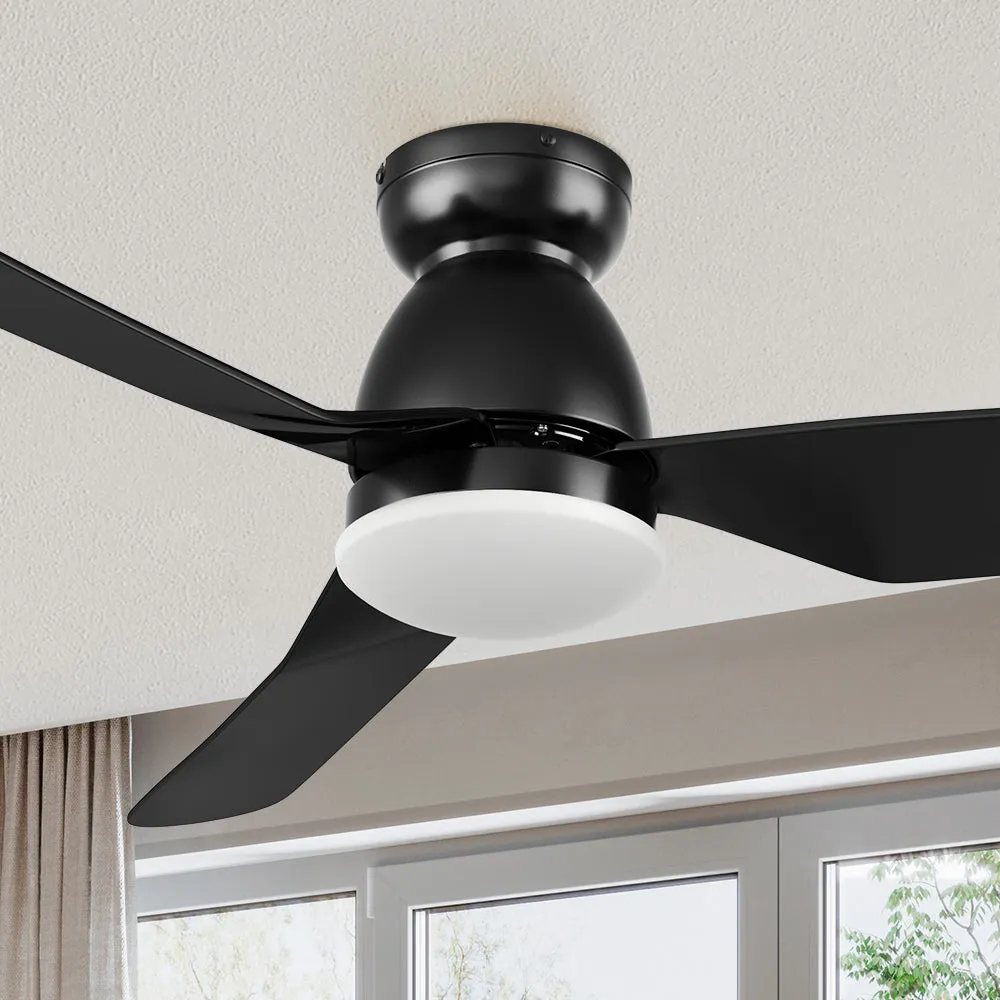 Macon Flush Mount Smart Ceiling Fan with LED Light and remote 52 inch