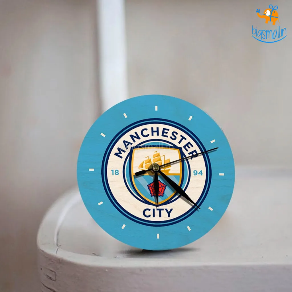 Manchester City Wooden Table Clock