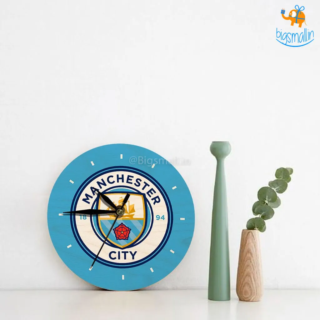 Manchester City Wooden Table Clock