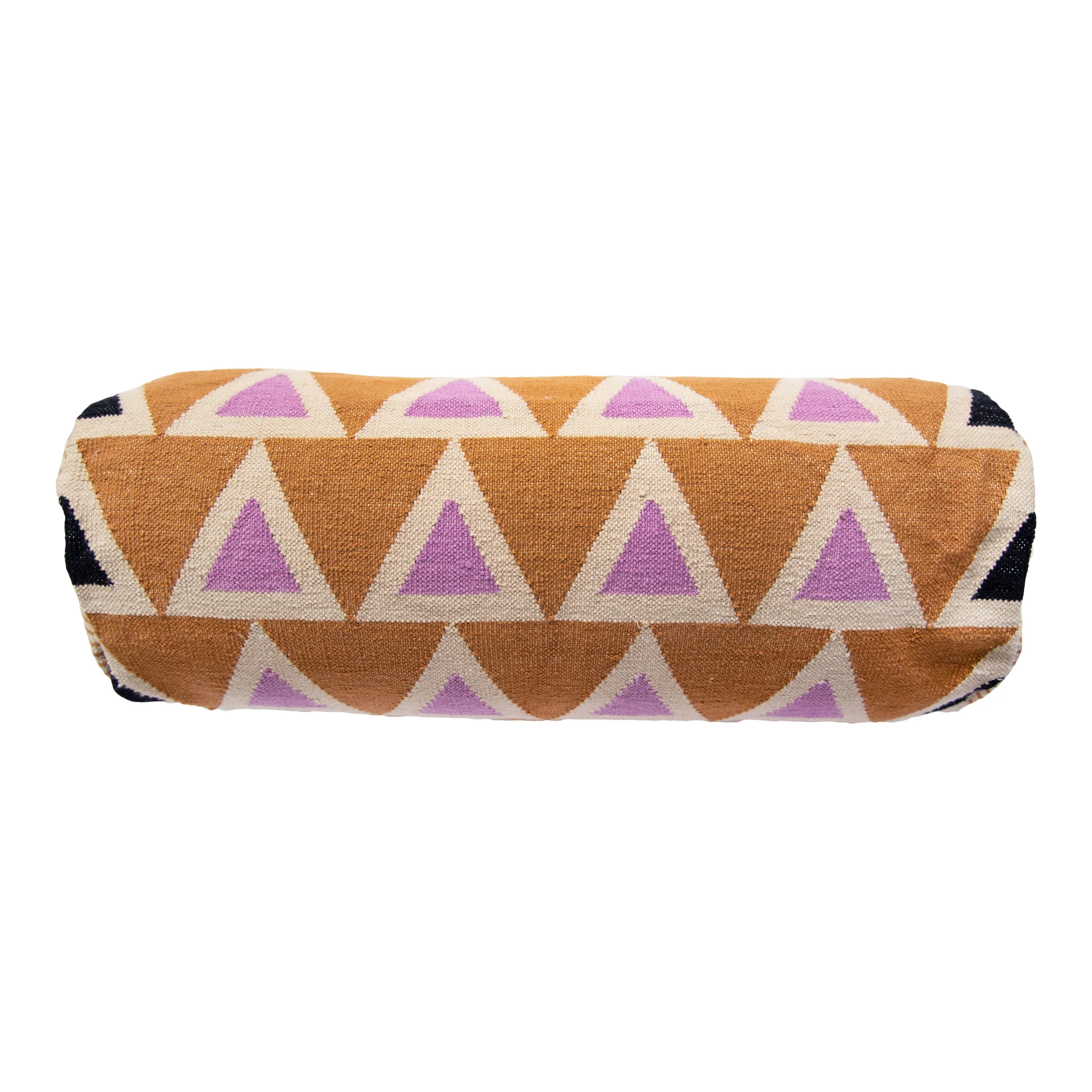 MAYA TRIANGLES BOLSTER PILLOW - PINK