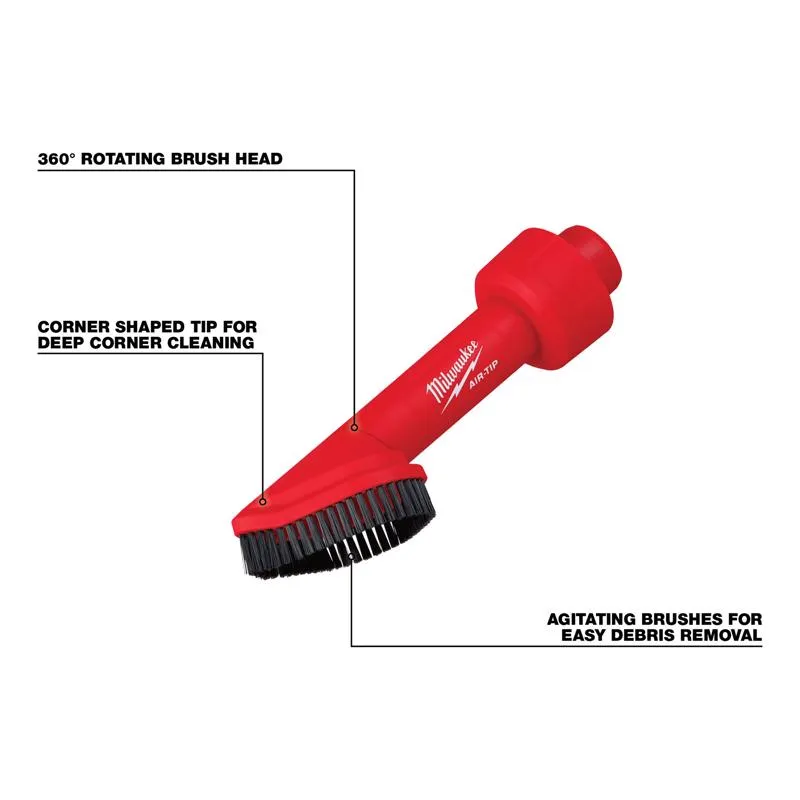 Milwaukee AIR-TIP 1-1/4 in. - 2-1/2 in. Shop Rotating Corner Brush Tool Wet/Dry Vac Brush 1 pc