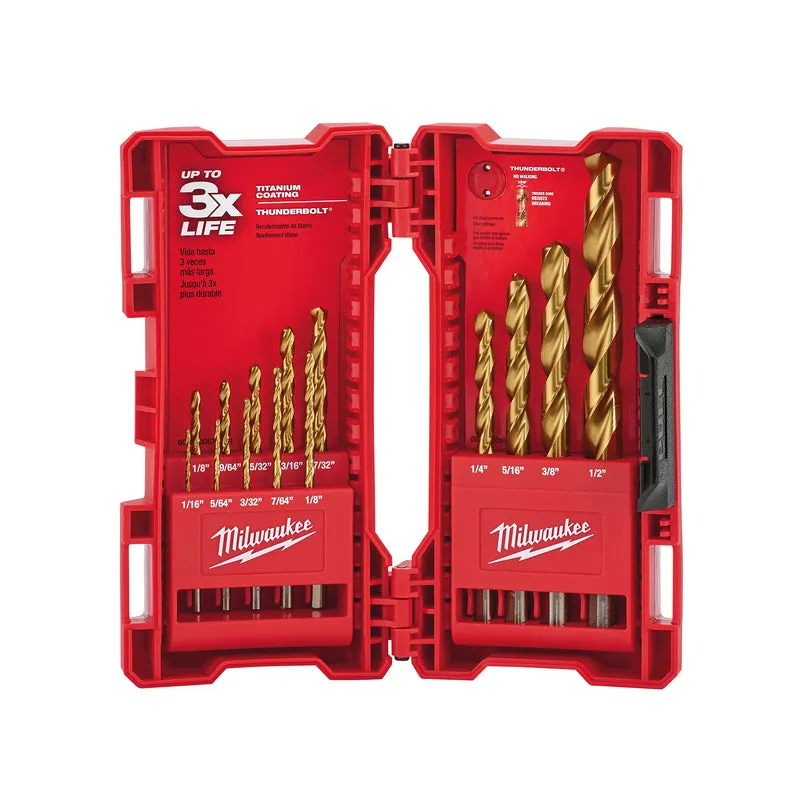 Milwaukee Thunderbolt High Carbon Steel Drill Bit Set 3-Flat Shank 14 pc