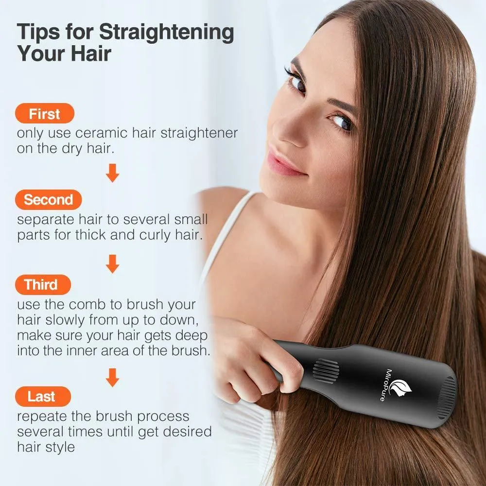 Miropure Enhanced Hair Straightener Brush with Anti-Scald