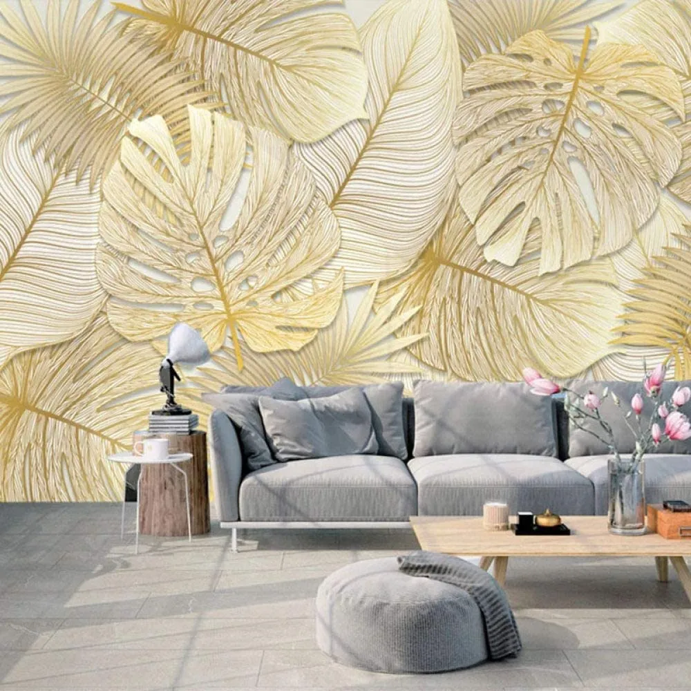 Modern Golden Palm Leaf Monstera Plant