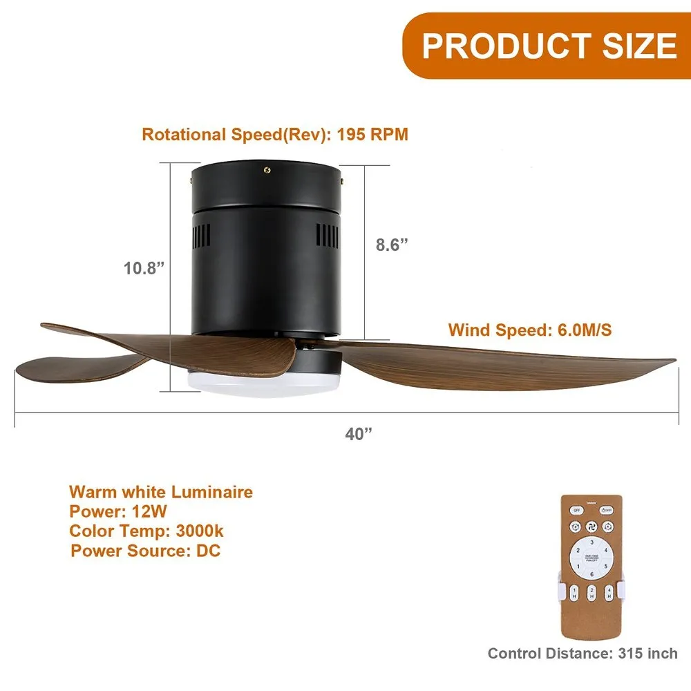 Modern LED Light Ceiling Fan Farmhouse Bronze 40inch