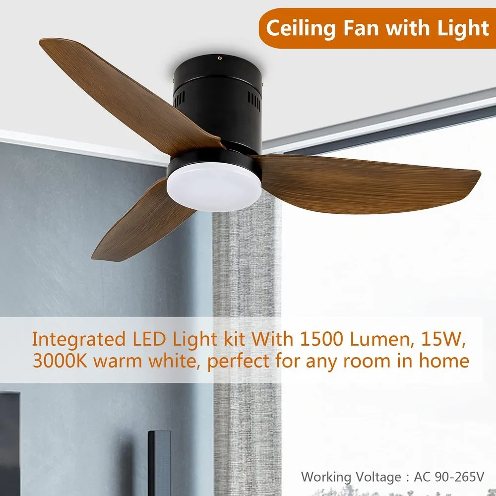 Modern LED Light Ceiling Fan Farmhouse Bronze 40inch