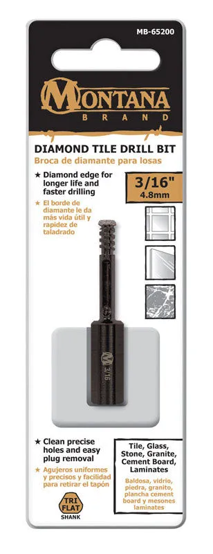 Montana Brand 3/16 in. Alloy Steel Drill Bit 3-Flat Shank 1 pc