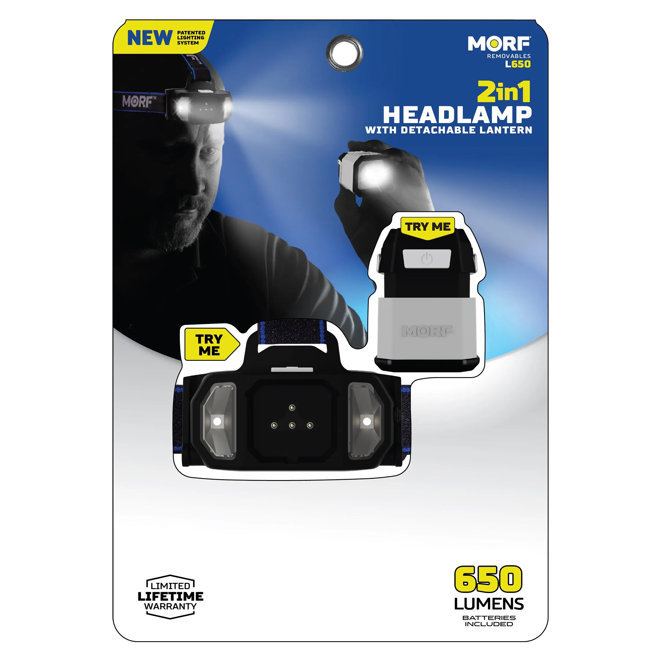 MORF L650 REMOVABLE 650 LUMEN HEADLAMP AND LANTERN