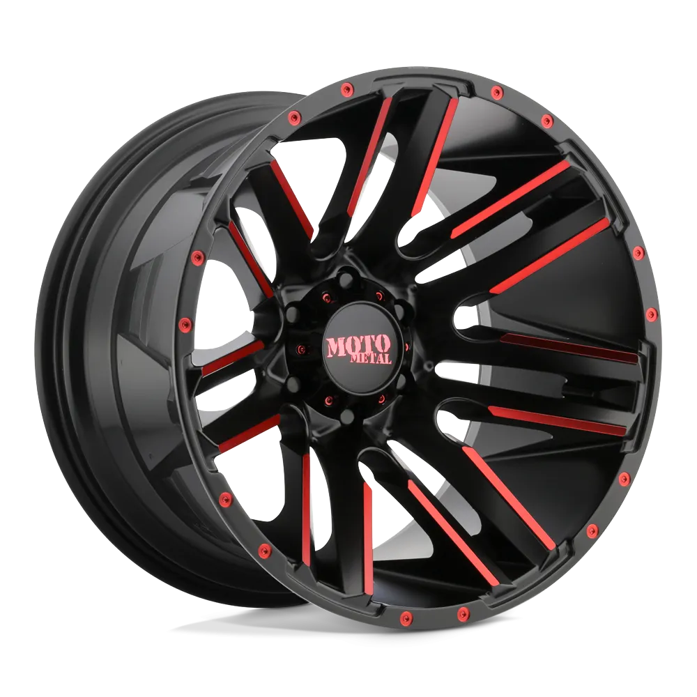 Moto Metal MO978 Razor 20X10 5X150 -24 mm Satin Black Machined Red Tint