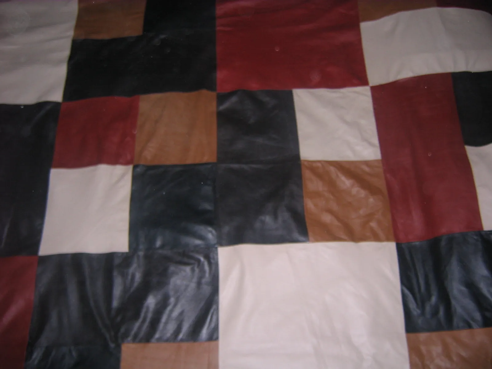 Multi Color Solid Square Pattern Leather Bed Sheet