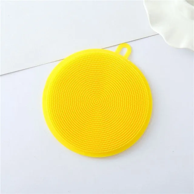 Multifunction Silicone Dish Bowl Cleaning Brush Silicone Scouring Pad