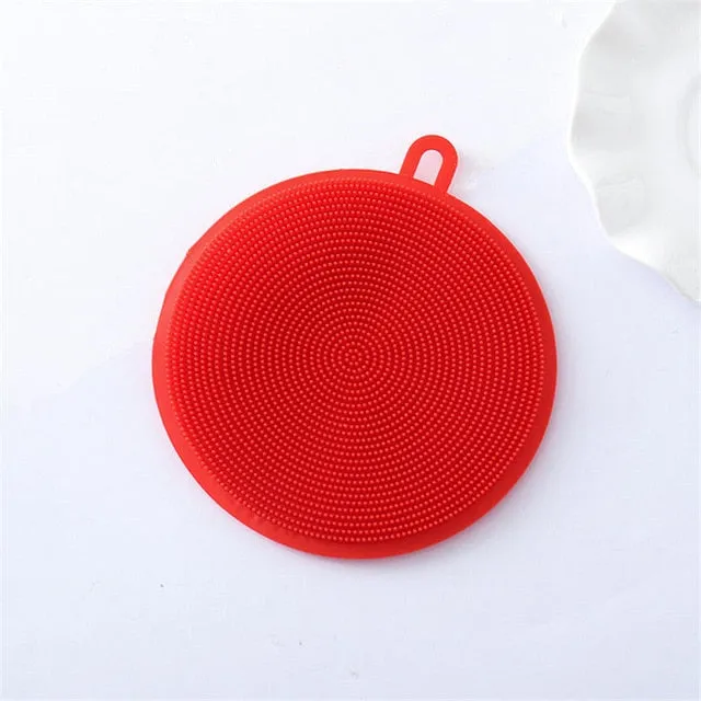 Multifunction Silicone Dish Bowl Cleaning Brush Silicone Scouring Pad