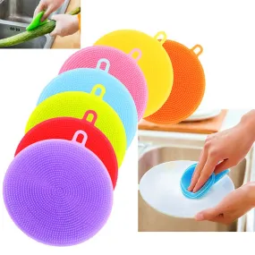 Multifunction Silicone Dish Bowl Cleaning Brush Silicone Scouring Pad