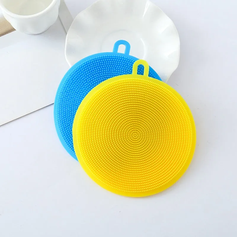 Multifunction Silicone Dish Bowl Cleaning Brush Silicone Scouring Pad