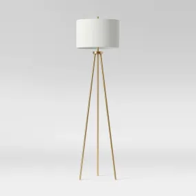 New - Ellis Tripod Floor Lamp Brass/White  - Project 62