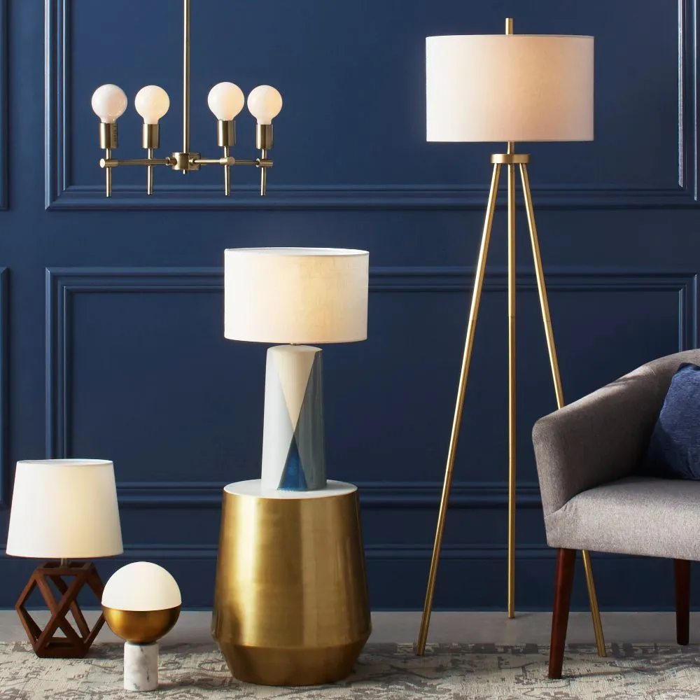 New - Ellis Tripod Floor Lamp Brass/White  - Project 62