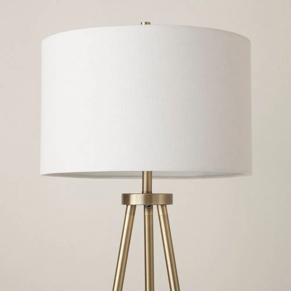 New - Ellis Tripod Floor Lamp Brass/White  - Project 62