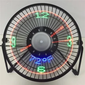 New Hot Selling USB LED Clock Mini Fan With Real Time Temperature Display Desktop 360 Cooling Fans For Home Office Summer