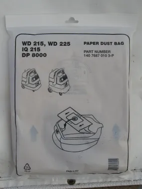 Nilfisk WD215 Wet and Dry Vacuum Cleaner Dustbags Pack of 3 SEE 147-0745-010